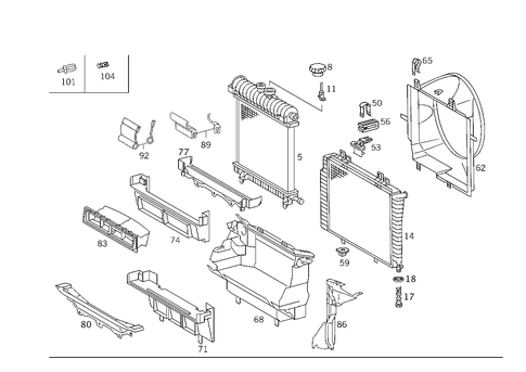 Radiator, Mounting, and Covering for 2000 Mercedes-Benz CLK430 #0