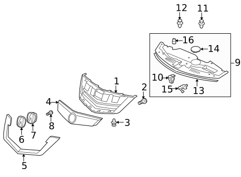 Grille & Components for 2009 Acura RL #0