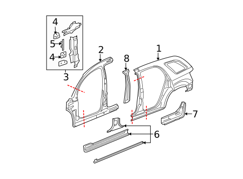Hinge Pillar for 2005 Chevrolet Equinox #0