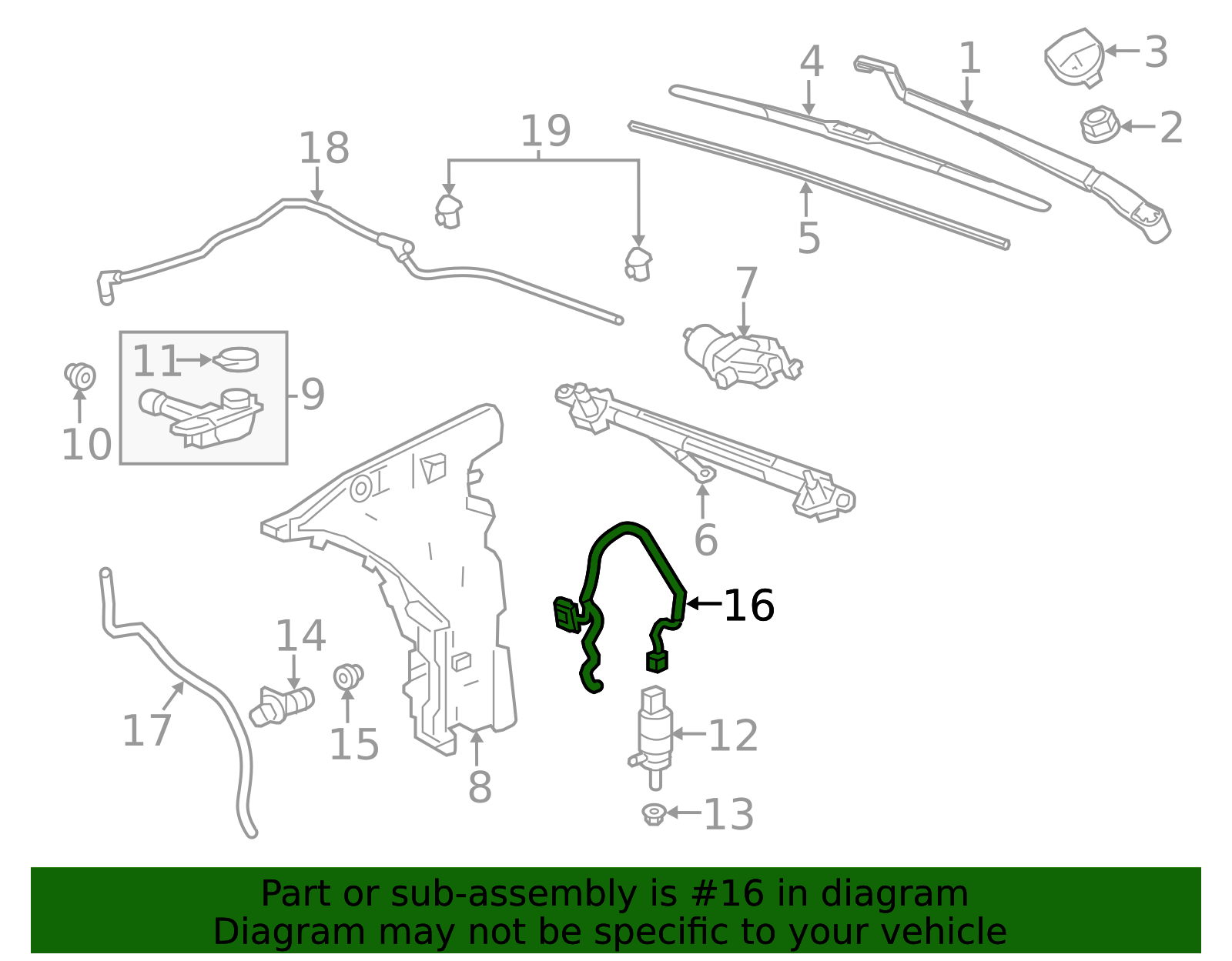 2014-2019 Cadillac ATS Windshield Washer Pump Wiring Harness 23430376