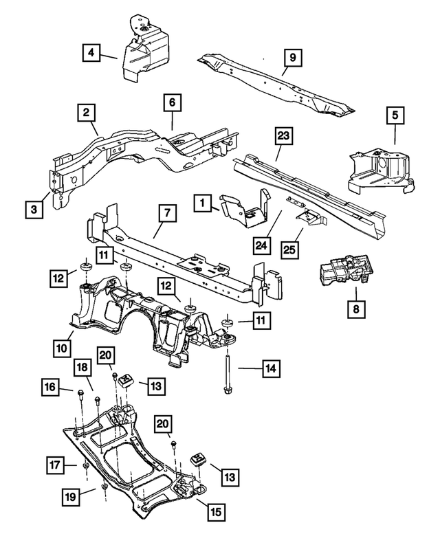 4860530AB - Frames and Bumpers: Front Side Rail To Sill Reinforcement, Right for Mopar Image
