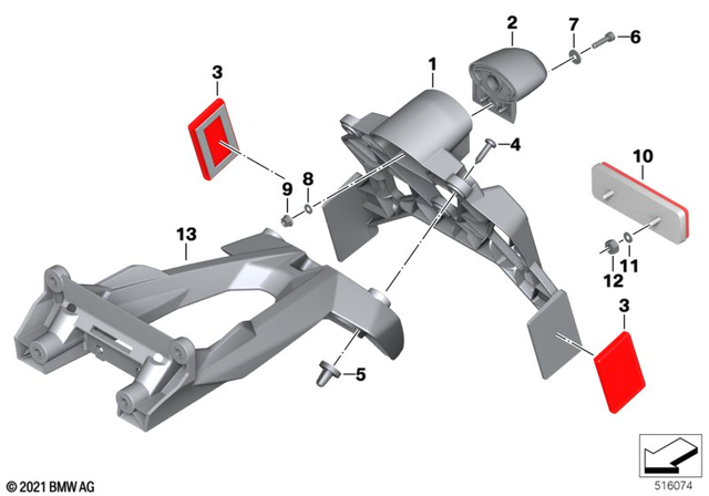 63217716875 - Frame and Mounting Parts: Licence Plate Adaptor - Us for BMW-Motorrad Image
