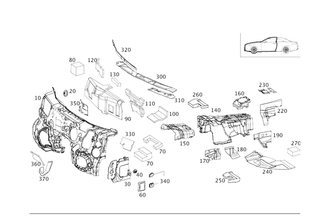2136828301 - Panelling: Dampening, Firewall for Mercedes-Benz: AMG GT 43, AMG GT 53, AMG GT 63, AMG GT 63 S, AMG GT 63 S E Performance, CLS450, CLS53 AMG, E300, E350, E400, E43 AMG, E450, E53 AMG, E63 AMG S Image image