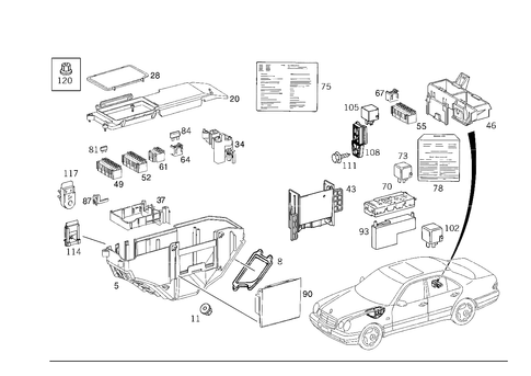 Fuse Cabinet, Fuse Box and Relay Unit for 1998 Mercedes-Benz E430 #4