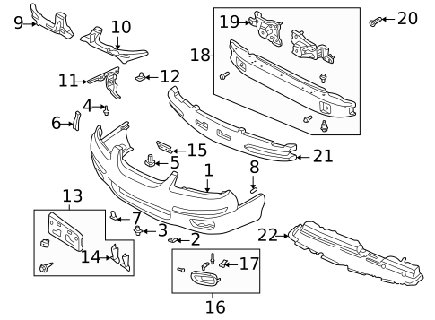 Bumper & Components - Front for 1997 Mazda Millenia #0