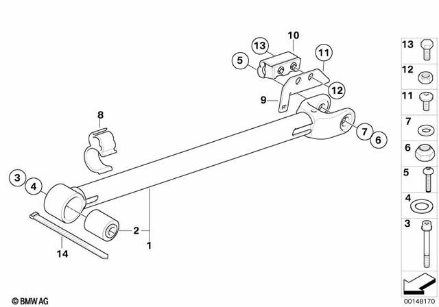 7129906214 - Rear Axle, Rear-Wheel Drive, Suspension: Isa Bolt, Black - M10X50-mk for BMW-Motorrad Image