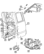 55359815AB - Doors, Door Mirrors and Related Parts: Rear Door Hinge, Left for Ram: Dakota Image