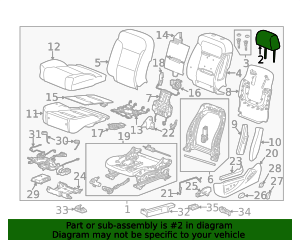 2014-2019 GM Dark Ash Gray Rear Seat Head Restraint 22968638 GM ...