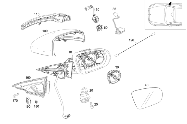 99810001664 - : Mirror Glass for Mercedes-Benz Image