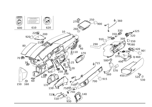 Instrument Panel and Glove Compartment Housing with Front Passenger Airbag for 2012 Mercedes-Benz E350 #0