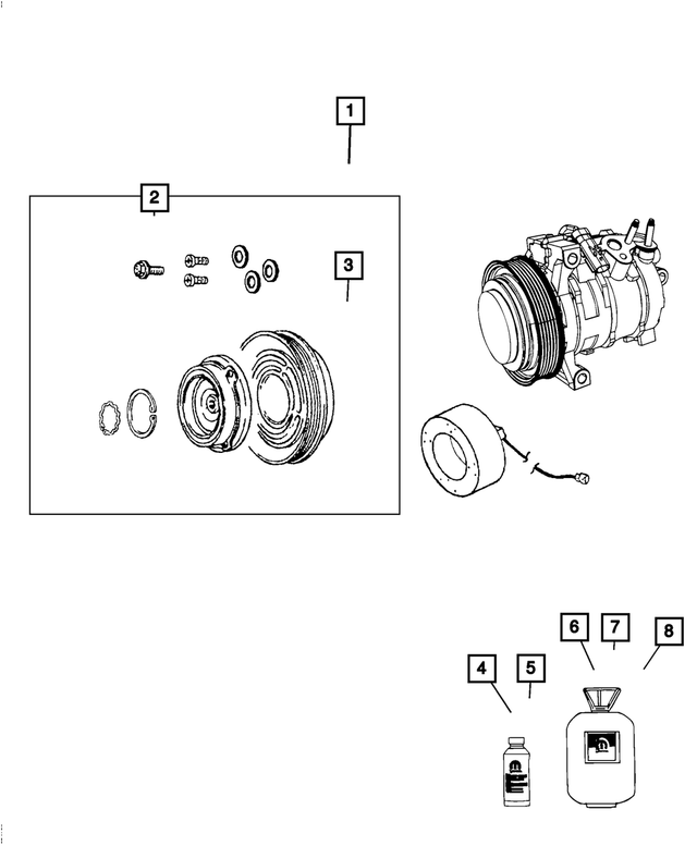 68245083AA - Air Conditioners and Heaters: Air Conditioning Compressor for Jeep: Cherokee, Wrangler Image