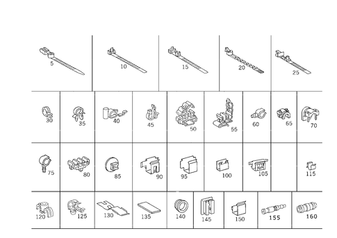 Loom Ties, Cable Mounting Parts and Grommets for 1993 Mercedes-Benz 600SL #0