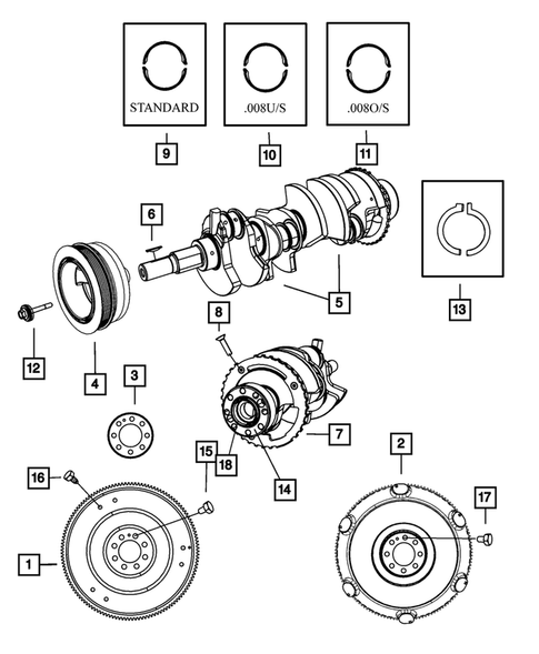 Crankshaft, Piston, Drive Plate, Flywheel, and Damper for 2009 Dodge Challenger #0