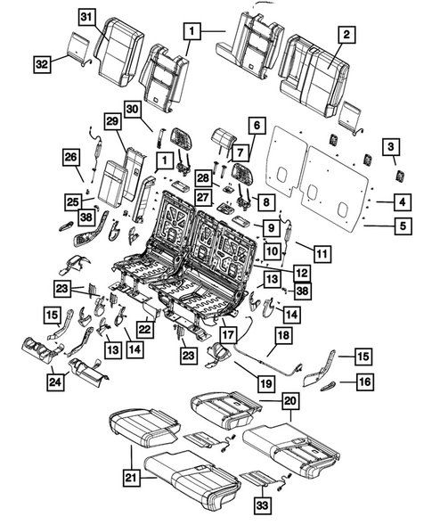 Rear Seats - Second Row for 2015 Jeep Grand Cherokee #1