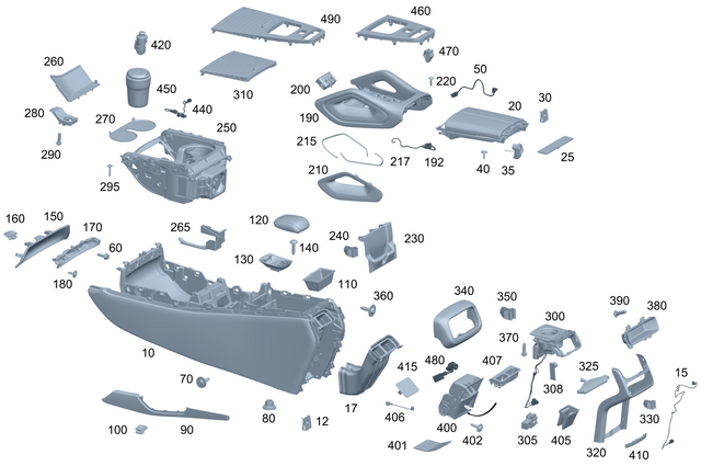 1676891300 - Panelling: Housing, Center Console for Mercedes-Benz: GLE350, GLE450, GLE450e, GLE53 AMG, GLE580, GLE63 AMG S, GLS450, GLS580, GLS63 AMG, Maybach GLS600 Image image