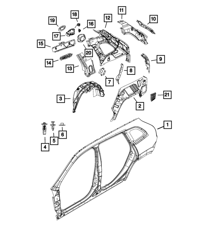 68209690AF - Body Sheet Metal Except Doors: Wheelhouse Shield, Right for Mopar Image image