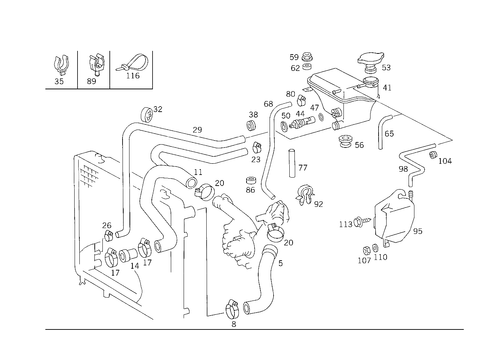 Expansion Tank, Mounting and Hoses for 1988 Mercedes-Benz 260E #1