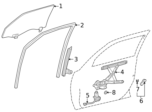 Glass - Front Door for 2002 Toyota Corolla #0