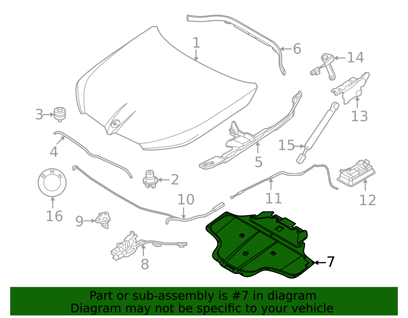 51485a34523 - 2025-2026 BMW X3 Hood Insulation Pad (51-48-5-A34