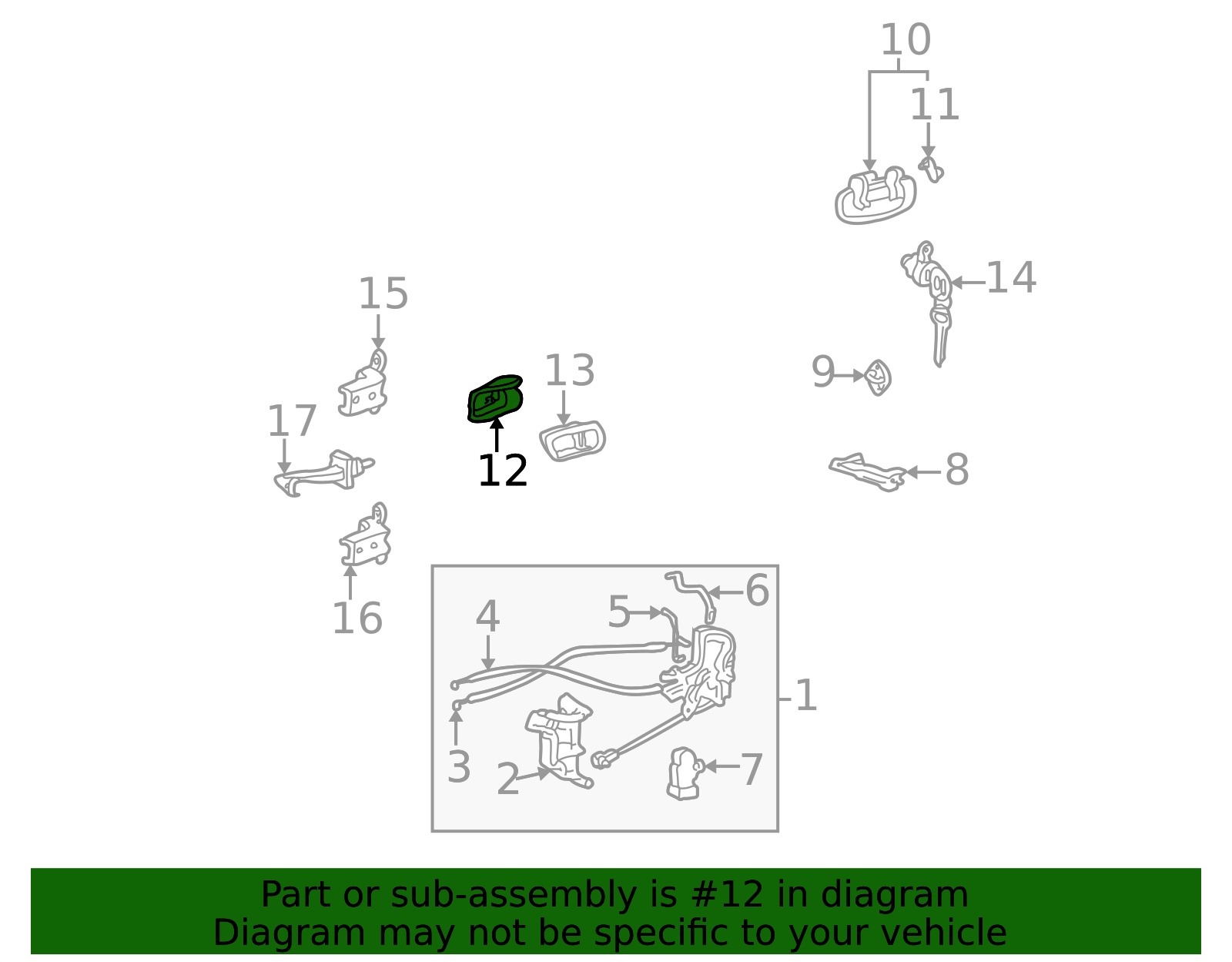 2001-2007 Toyota Interior Door Handle (Left, Front, Rear) 69206-0C030 ...