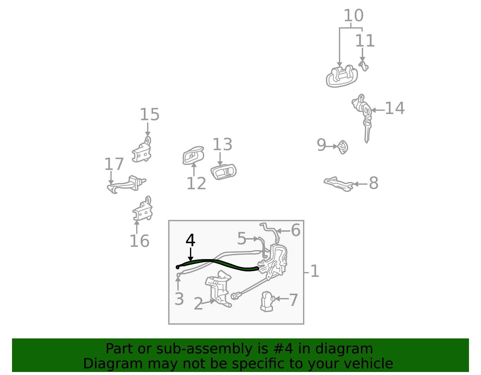 2001-2007 Toyota Door Latch Cable 69750-0C021 | Toyota Parts Express