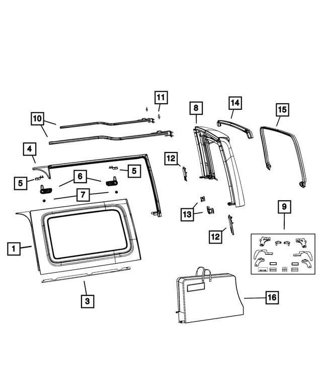 6TT51TZZAA - Body Sheet Metal Except Doors: Quarter Window, Left for Mopar Image image