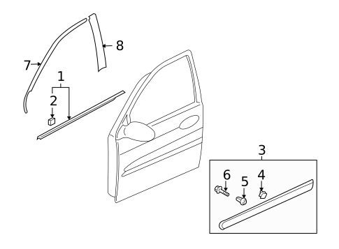 Exterior Trim - Front Door for 2007 Hyundai Entourage #0