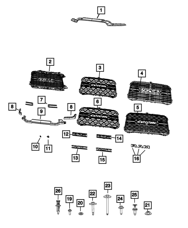 68445752AA - Exterior Ornamentation: Radiator Grille for Mopar Image