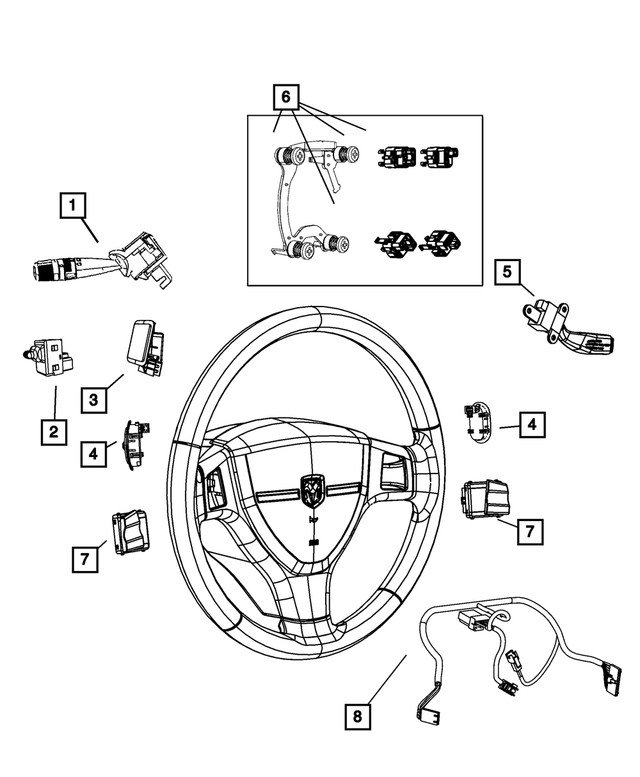 5057633AG - Electrical: Horn Switch for Dodge: Ram 1500, Ram 2500, Ram 3500 | Ram: 1500, 1500 Classic, 2500, 3500 Image