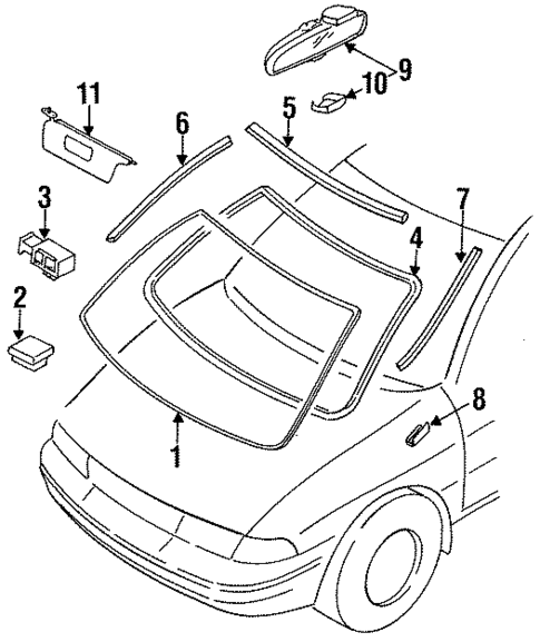 Glass - Windshield for 1994 Kia Sephia #0