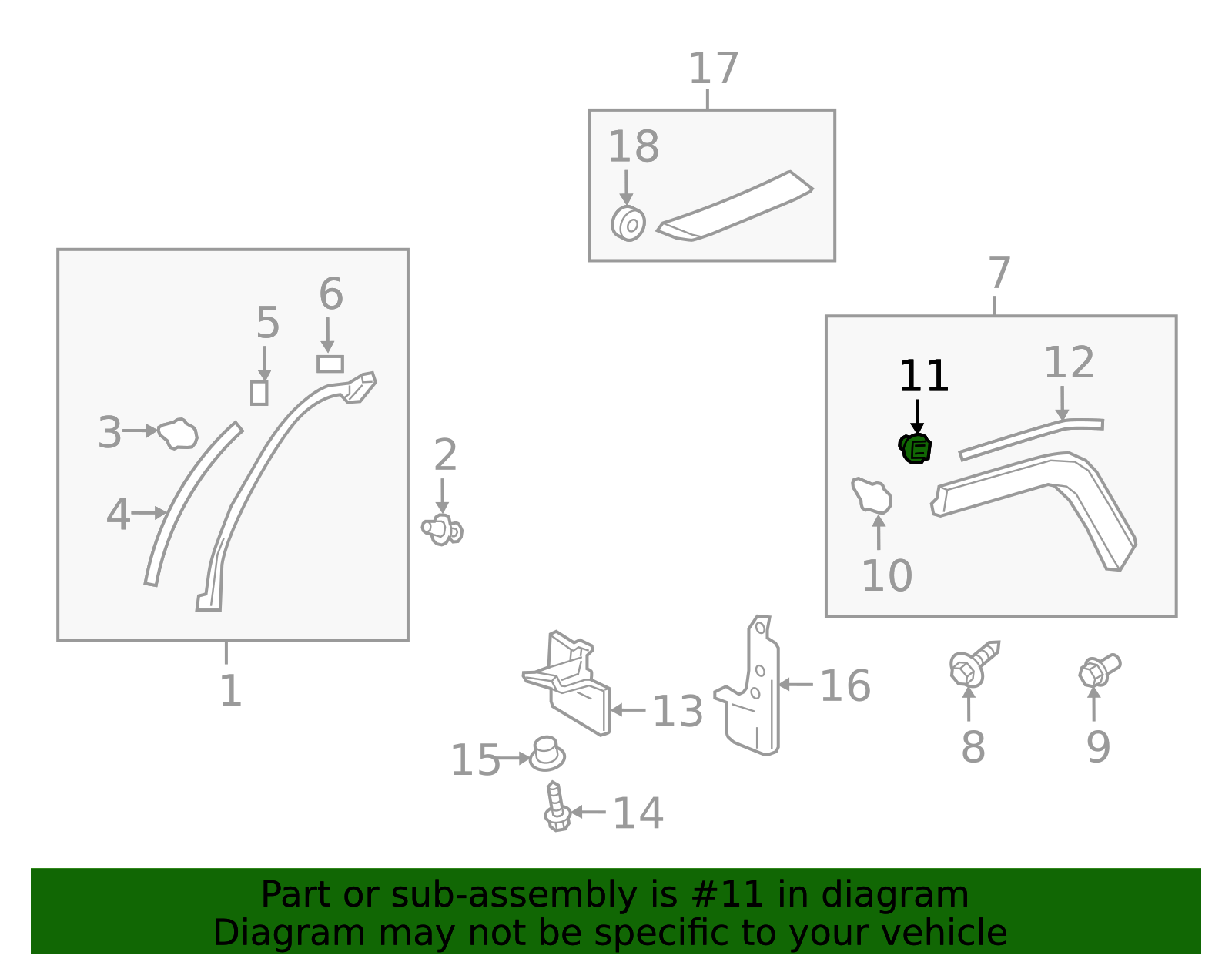 90467-08225 - Wheel Opening Molding Clip 2013-2025 Toyota