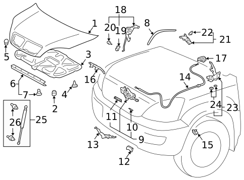 Hood & Components for 2006 Lexus GX470 #0