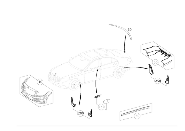 2228804702 - Outside Attachment Parts: Trim, Bumper for Mercedes-Benz: S450, S550e, S63 AMG, S65 AMG Image