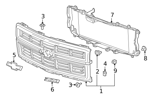 Grille & Components for 2015 Chevrolet Silverado 1500 #2