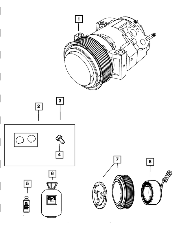 68032119AA - Air Conditioners and Heaters: A/c Compressor Clutch Overhaul Kit for Mopar Image image