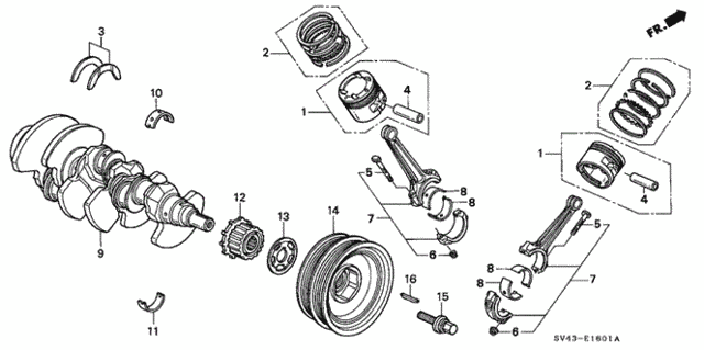 Crankshaft - Piston (V6) for 1995 Honda Accord #0