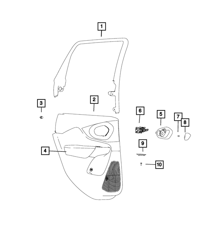 6NS281X9AA - : Rear Door Trim Panel, Right for Mopar Image