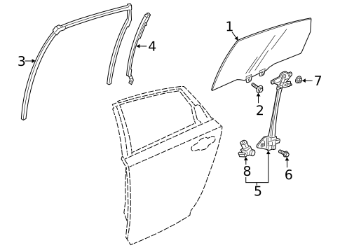 Glass - Rear Door for 2020 Honda Accord #0