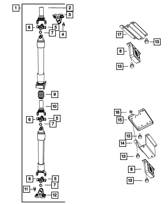 68003522AA - Rear Axle; American Axle 292 MM Single Rear Wheel; Differential and Drive Line: Drive Shaft Yoke for Mopar Image image