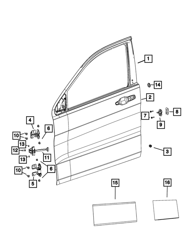 68376998AH - Doors, Door Mirrors and Related Parts: Front Door, Right for Mopar Image