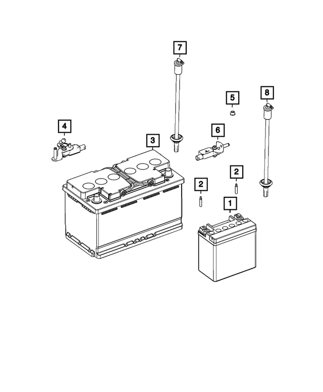 BPAUX101AB - Electrical: Auxiliary Battery for Chrysler: Pacifica, Voyager | Dodge: Durango | Jeep: Compass, Gladiator, Grand Cherokee, Grand Cherokee L, Grand Cherokee WK, Grand Wagoneer, Wagoneer, Wrangler | Ram: 1500 Image