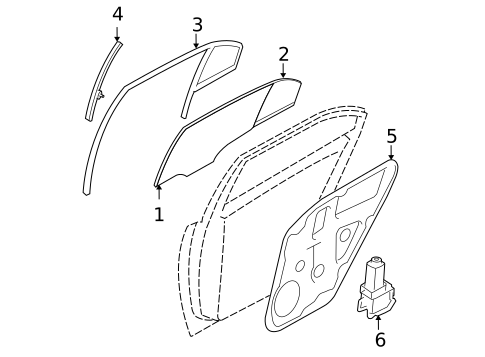 Glass - Rear Door for 2009 Hyundai Sonata #0