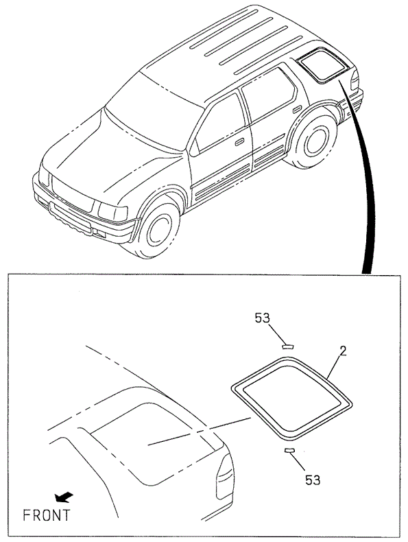 Quarter Glass for 2002 Honda Passport #0