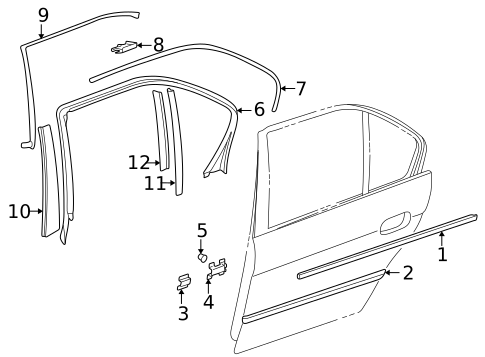 Exterior Trim - Rear Door for 1997 BMW 750iL #0