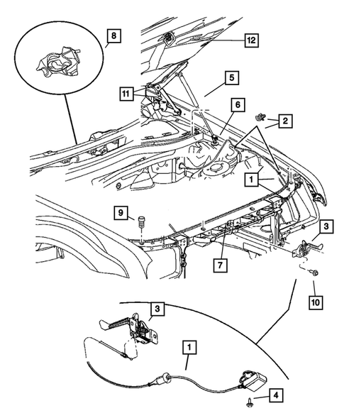 Hood and Hood Release for 2008 Dodge Challenger #0