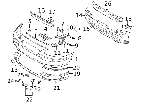 Bumper & Components - Front for 2005 Volvo XC70 #1