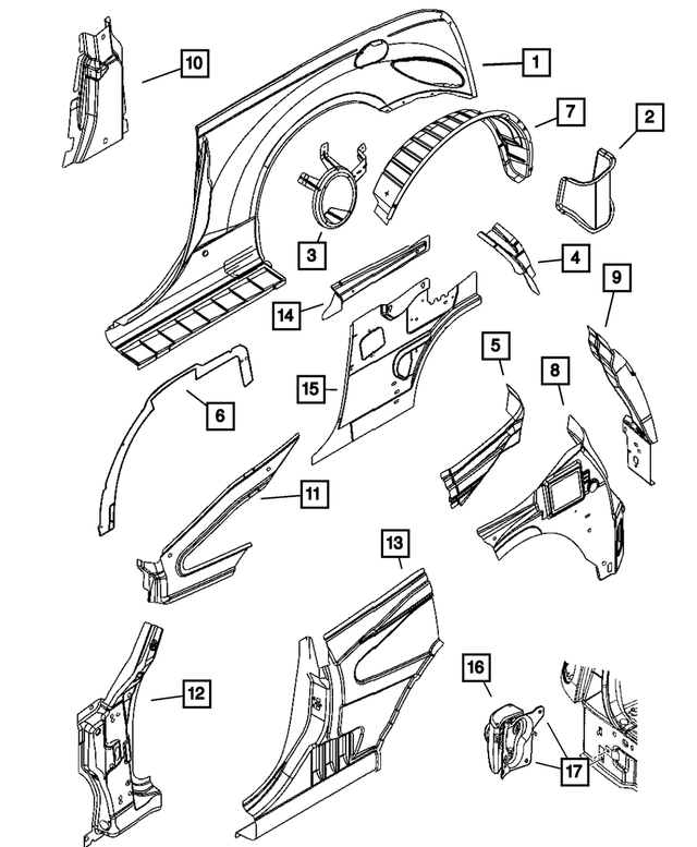 5067384AB - : Quarter Inner Lower Extension, Right for Mopar Image