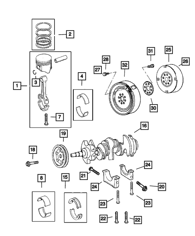 6506808AA - Engine 3.5L Six Cylinder: Main Bearing Cap Bolt for Mopar Image