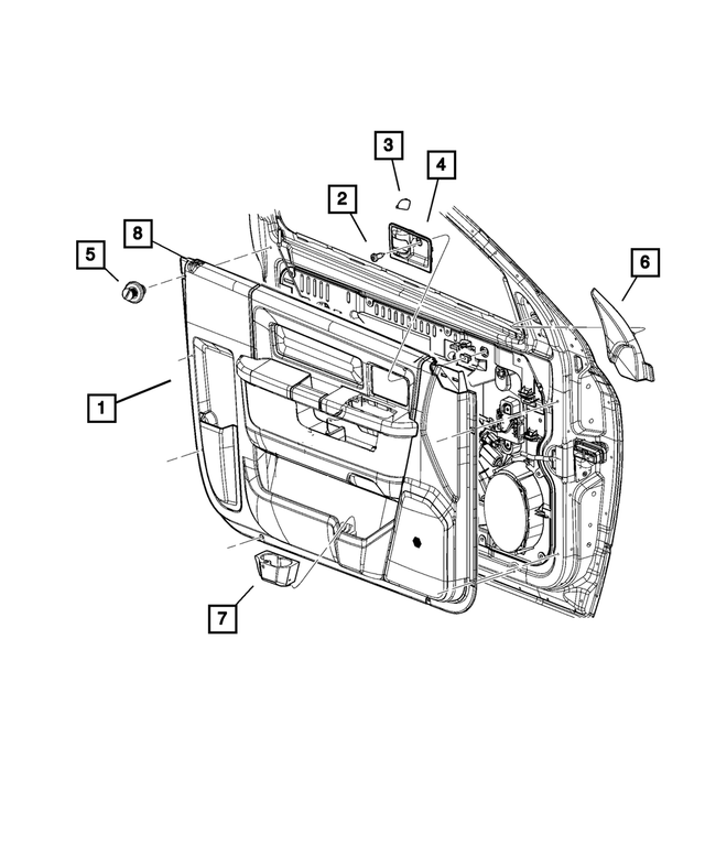 1TT081TVAC - Interior Trim: Front Door Trim Panel, Right for Mopar Image