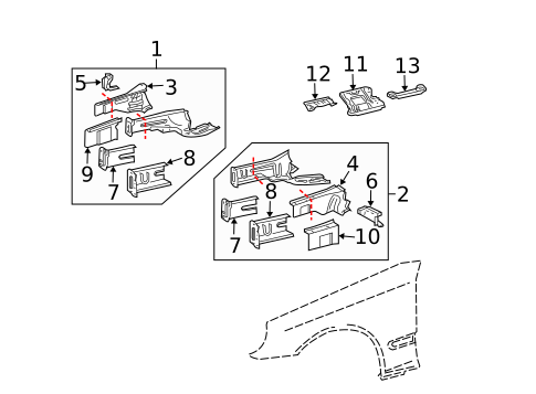 Structural Components & Rails for 2002 Mercedes-Benz C240 #0